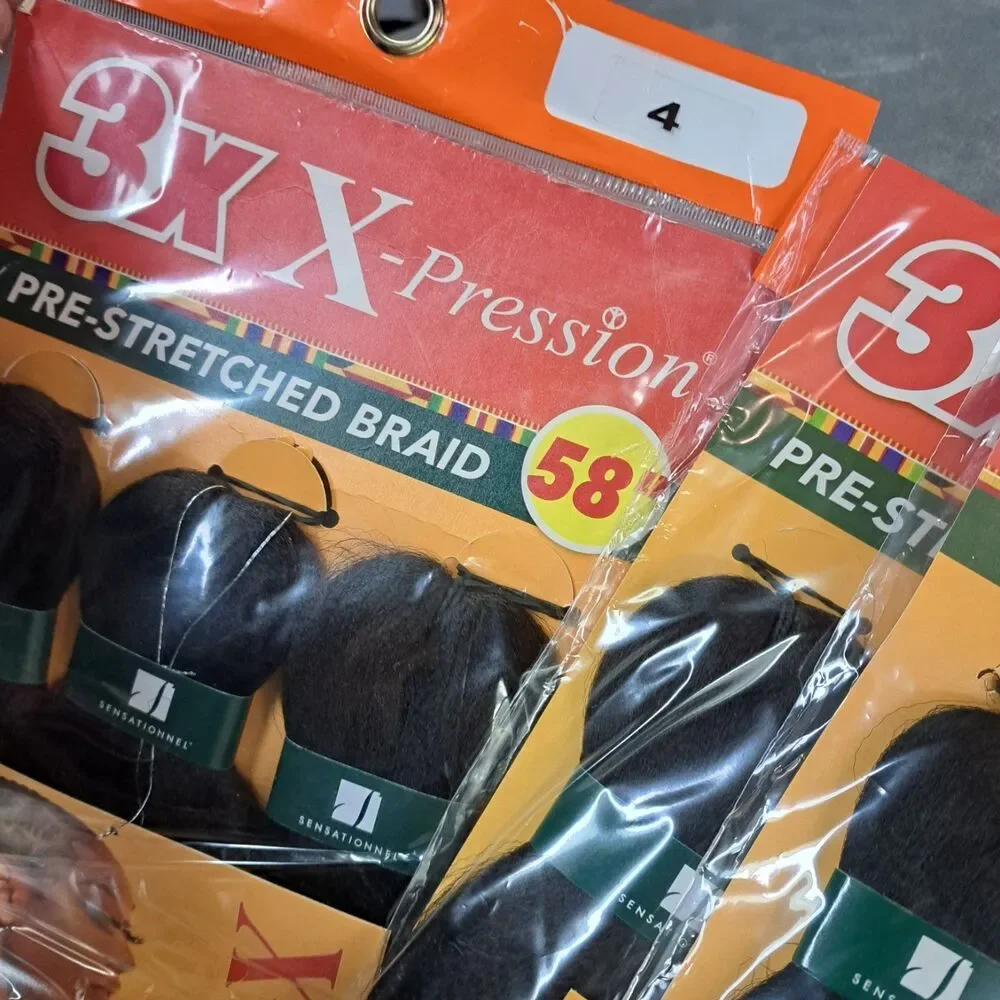 9 Packs Sensationnel X-Pression 3X Pre-Stretched Braid Hair 58” Colors 1, 1B, 4